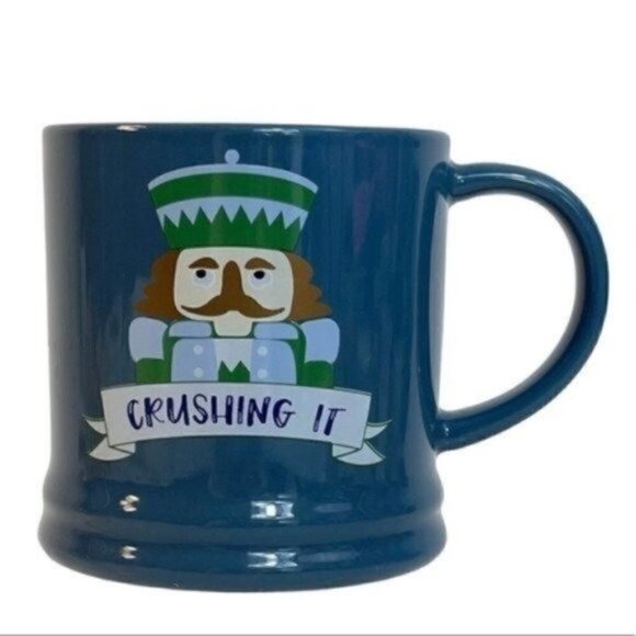 Nutcracker CRUSHING IT  Mug porcelain blue funny Threshold Coffee Mug 14 fl oz - Picture 1 of 9